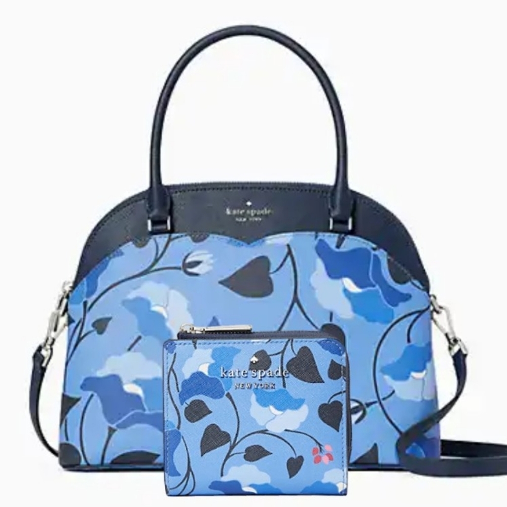 Kate Spade Payton Dome Satchel & Wallet Set in Cornflower Blue